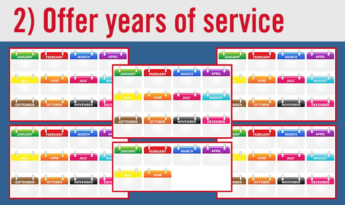 2) Offer years of service